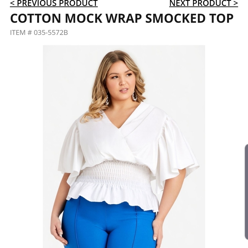 White cotton mock wrap top